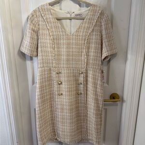 Nanette Lepore Cream Tweed Mini Dress